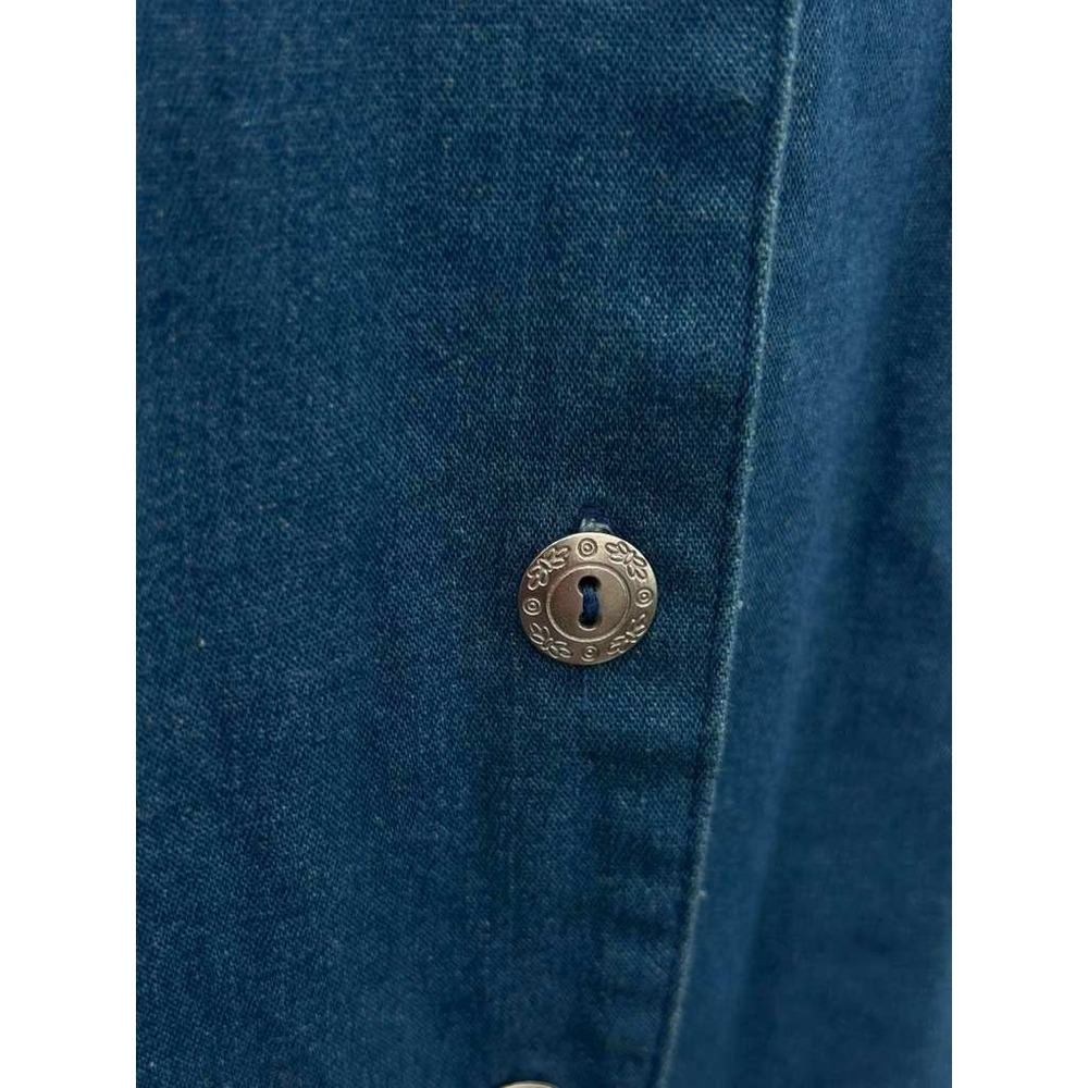Alfred Dunner Petite 16P Denim Shirt Blue Floral Embroidered Vintage Button Down - Picture 7 of 10